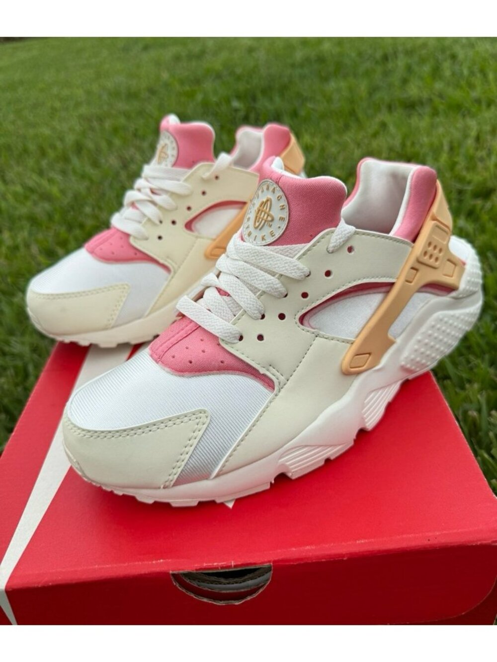 6Y | 7 WOMENS NIKE AIR HUARACHE RUN / SAIL SAIL PINK 654275-118 RUNNING SHOES